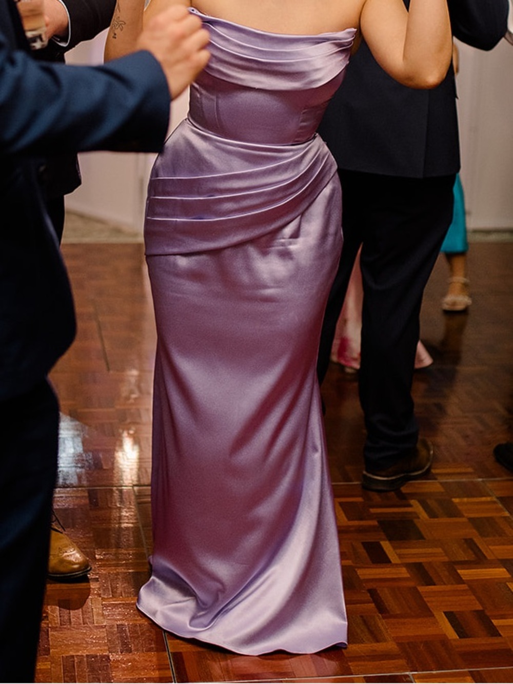Azazie Sorrel - metallic satin in Lilac
